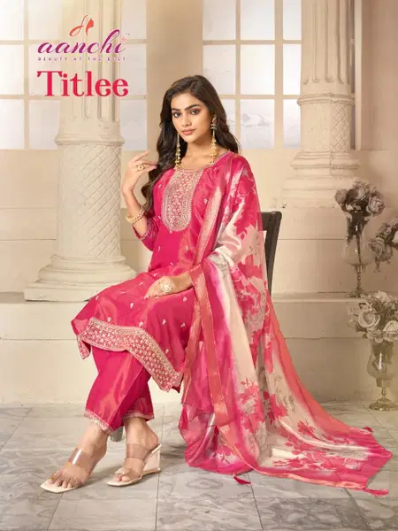 Titlee By Aanchi Tissue Shimmer Kurti With Bottom Dupatta Wholesalers In Surat
